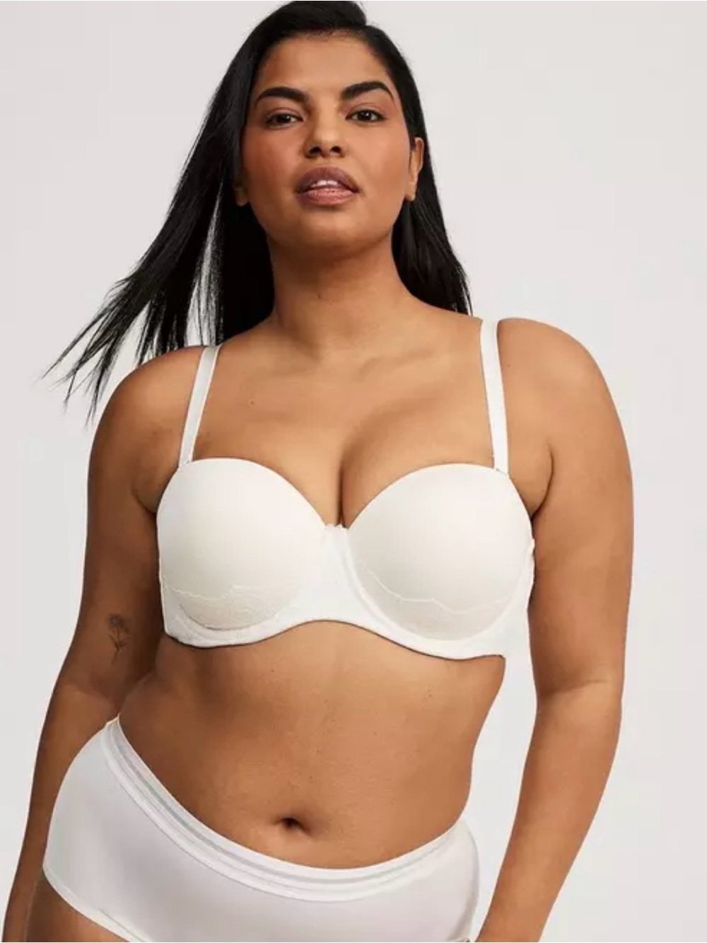 Torrid Curve Push-Up‎ Strapless Bra 42DDD Cloud Dancer White Lace 14316112 NEW